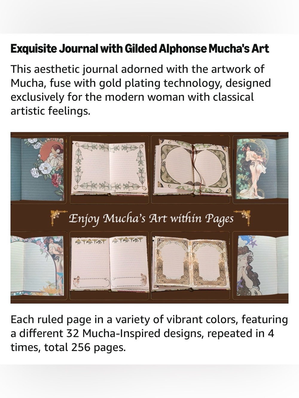 Beautiful Gilded Hardcover Journal, 256 Color Pages, 5x7 Alphonse Mucha Primrose - Picture 12 of 12